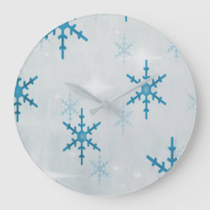 Schneeflocken Große Wanduhr