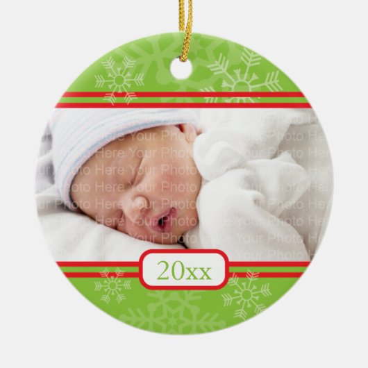 Schneeflocken: Grün Keramik Ornament (Vorne)