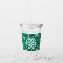 Schneeflocken Grün Weiß Akryllischer Tumbler Acryltrinkbecher