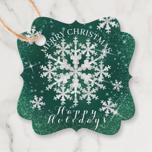 Schneeflocken grün weiß geschenkanhänger (Vorderseite)