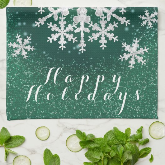 Schneeflocken grün weiß geschirrtuch (Gefaltet)