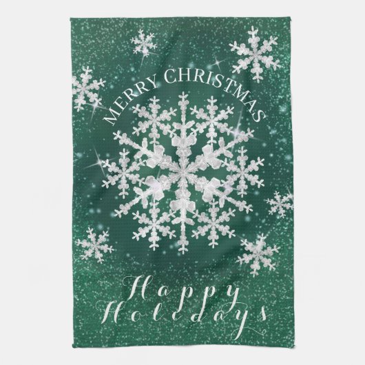 Schneeflocken grün weiß geschirrtuch (Vertikal)