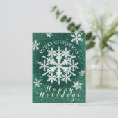 Schneeflocken grün weiß postkarte (Stehend Vorderseite)