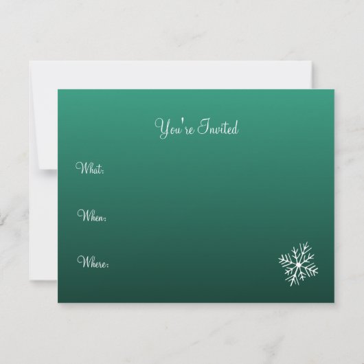 Schneeflocken Grüne Einladungen (Rückseite)
