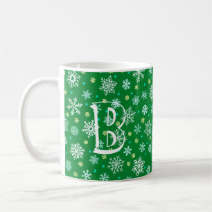 Schneeflocken Grüne Klassik Festival Elegante Mono Kaffeetasse