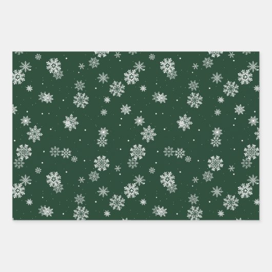 Schneeflocken Grüner Urlaub Geschenkpapier Set (Vorderseite)