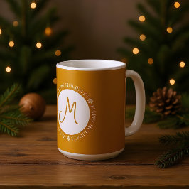 Schneeflocken Happy Holidays Golden Yellow Monogra Kaffeetasse