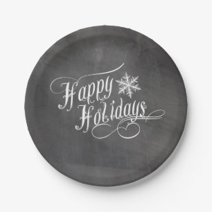 Schneeflocken Happy Holidays Pappteller