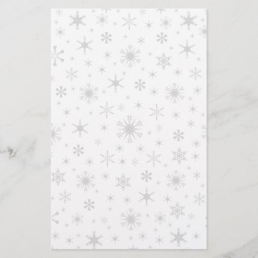 Schneeflocken - hellgrau auf Weiß Briefpapier (Vorderseite)