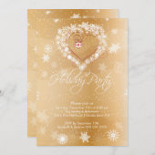 Schneeflocken Herzlich Willkommen bei der Party Einladung (Vorne/Hinten)