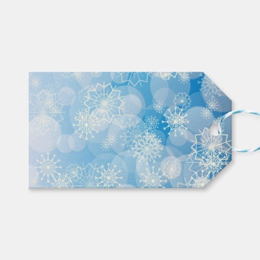 Schneeflocken Hintergrund Geschenkanhänger (Vorderseite (Horizontal))