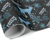 Schneeflocken Hirsch schwarzes Wrapping Paper Geschenkpapier (Rolleneckpunkt)