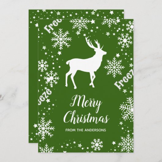 Schneeflocken Hirsche grüne Weihnachten (Vorne/Hinten)