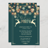 Schneeflocken, Hirsche, Lichter Weihnachten Party Einladung (Vorne/Hinten)