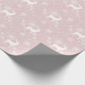 Schneeflocken Hirsche Rosa Geschenkpapier (Ecke)