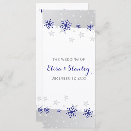 Schneeflocken Hochzeitsprogramm für den modernen b Programm (Vorne/Hinten)