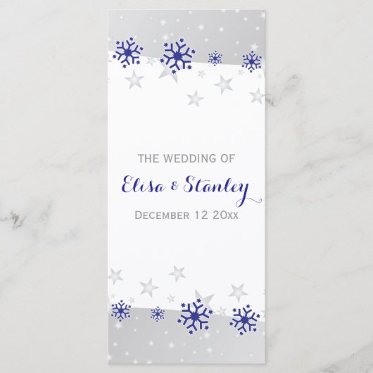 Schneeflocken Hochzeitsprogramm für den modernen b Programm (Vorderseite)