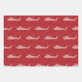 Schneeflocken Hubschrauber - Rot Geschenkpapier Set (Vorderseite 3)