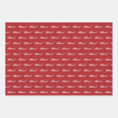 Schneeflocken Hubschrauber - Rot Geschenkpapier Set (Vorderseite 2)