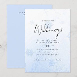 Schneeflocken im Dezember Winter Hochzeitbudget Einladung