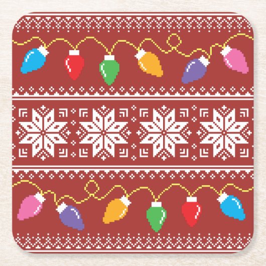 Schneeflocken im hässlichen Sweater Weihnachtsbele Rechteckiger Pappuntersetzer (Vorderseite)