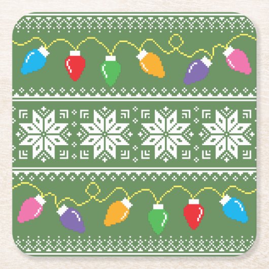 Schneeflocken im hässlichen Sweater Weihnachtslich Rechteckiger Pappuntersetzer (Vorderseite)