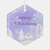 Schneeflocken im lila Weißen Haus Weihnachten - Ne Ornament Aus Glas (Vorderseite)