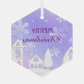 Schneeflocken im lila Weißen Haus Weihnachten - Ne Ornament Aus Glas (Rückseite)