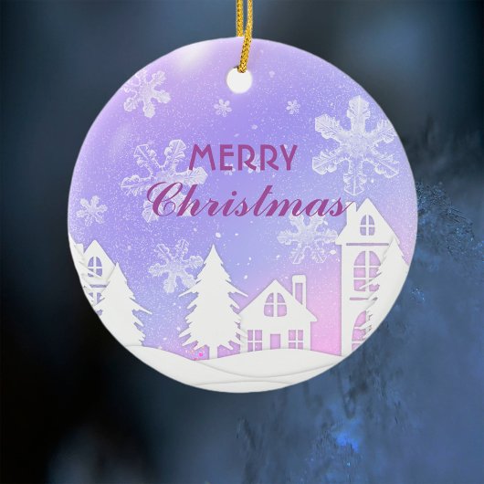 Schneeflocken im lila Weißen Haus Weihnachten Neue Keramik Ornament