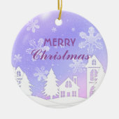 Schneeflocken im lila Weißen Haus Weihnachten Neue Keramik Ornament (Vorne)