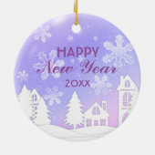 Schneeflocken im lila Weißen Haus Weihnachten Neue Keramik Ornament (Hinten)