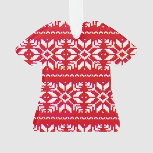 Schneeflocken im nordischen Muster hässlich Weihna Ornament (Rückseite)