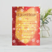Schneeflocken im Red Gold Corporate Christmas Part Einladung (Stehend Vorderseite)