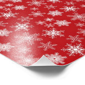 Schneeflocken im roten Hintergrund Fotodruck (Ecke)
