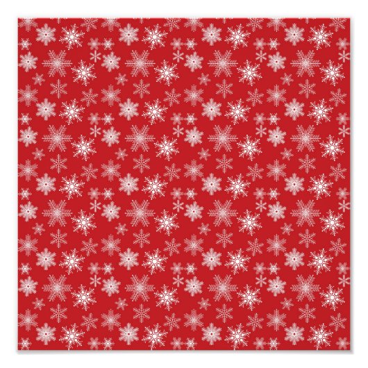 Schneeflocken im roten Hintergrund Fotodruck (Vorne)