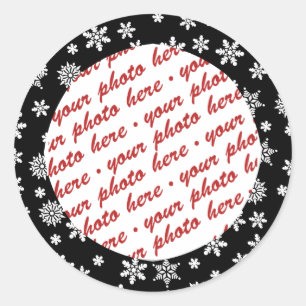 Schneeflocken im Schwarzen Hintergrund - Foto Runder Aufkleber
