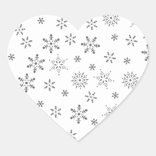 Schneeflocken im weißen Hintergrund Herz-Aufkleber (Vorderseite)