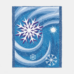 Schneeflocken im Wind - Fleecedecke