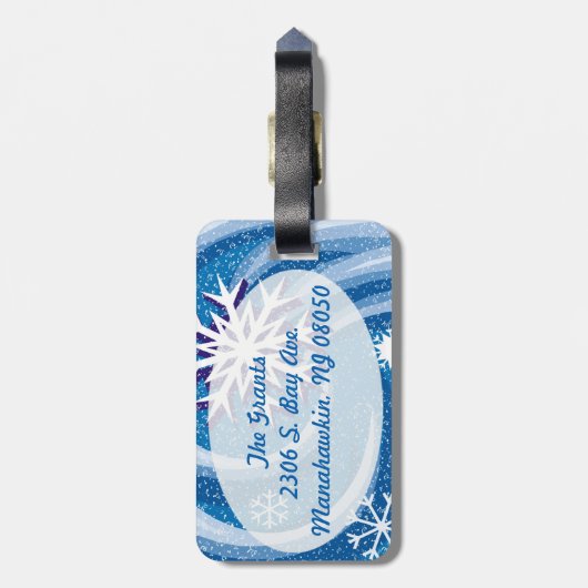 Schneeflocken im Wind - Gepäckanhänger (Rückseite vertikal)