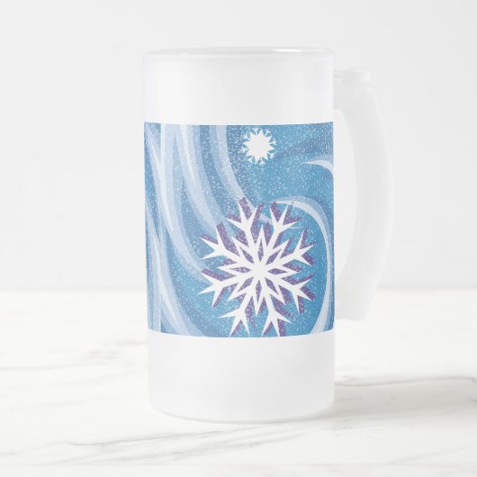 Schneeflocken im Wind - Mattglas Bierglas (VorderseiteRechts)