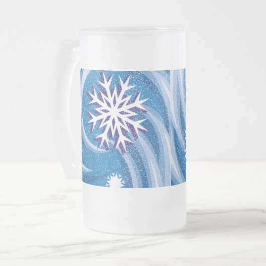 Schneeflocken im Wind - Mattglas Bierglas (Vorderseite Links)