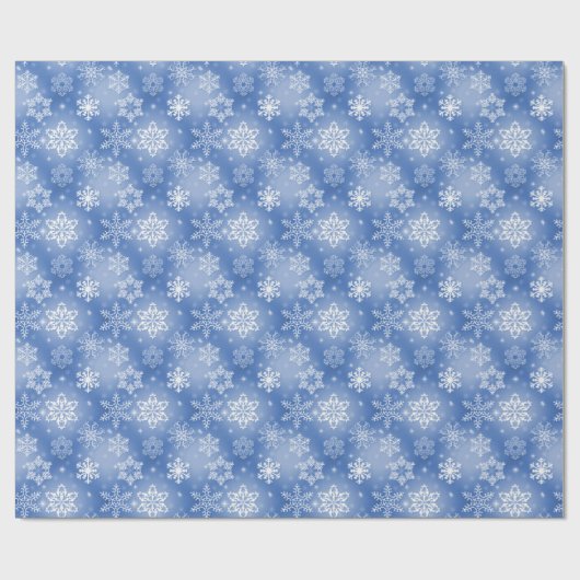 Schneeflocken im Winter blau Geschenkpapier (Flach)