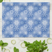 Schneeflocken im Winter blau Geschirrtuch (Gefaltet)