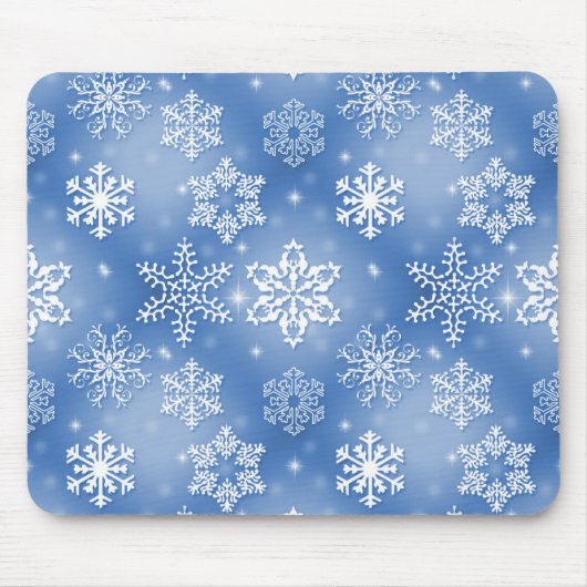 Schneeflocken im Winter blau Mousepad (Vorne)