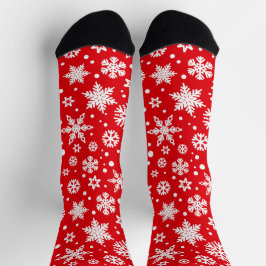 Schneeflocken im Winter rot Socken