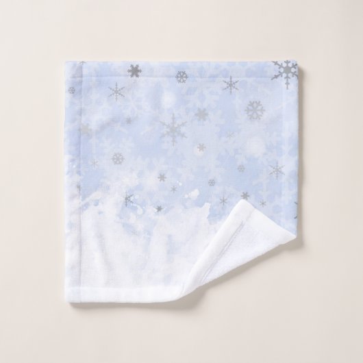 Schneeflocken Imitat aus Metall in Pastellfarbe Badhandtuch Set (Waschlappen)