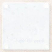 Schneeflocken Imitate aus Metall in Babyblau Farbe Glasuntersetzer (Rückseite)