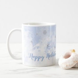 Schneeflocken Imitate aus Metall in Babyblau Farbe Kaffeetasse