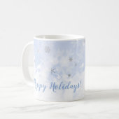 Schneeflocken Imitate aus Metall in Babyblau Farbe Kaffeetasse (Vorderseite Links)