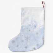 Schneeflocken Imitate aus Metall in Babyblau Farbe Kleiner Weihnachtsstrumpf (Rückseite)